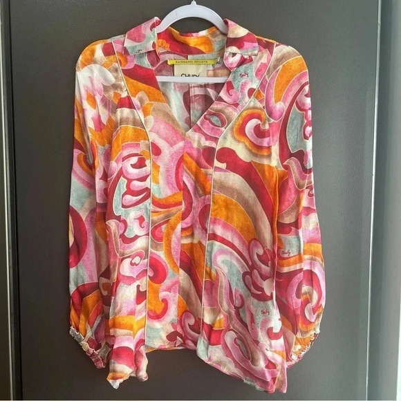 CHUFY Fuli Blouse Hem Orange Oversized Fit Size XS - Picture 7 of 9